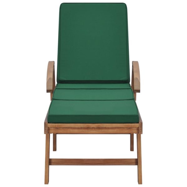 Espreguiçadeiras c/ almofadões 2 pcs madeira teca maciça verde - Image 3