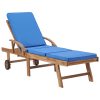 Espreguiçadeiras c/ almofadões 2 pcs madeira teca maciça azul - Image 2
