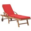 Espreguiçadeiras c/ almofadões 2 pcs teca maciça vermelho - Image 2