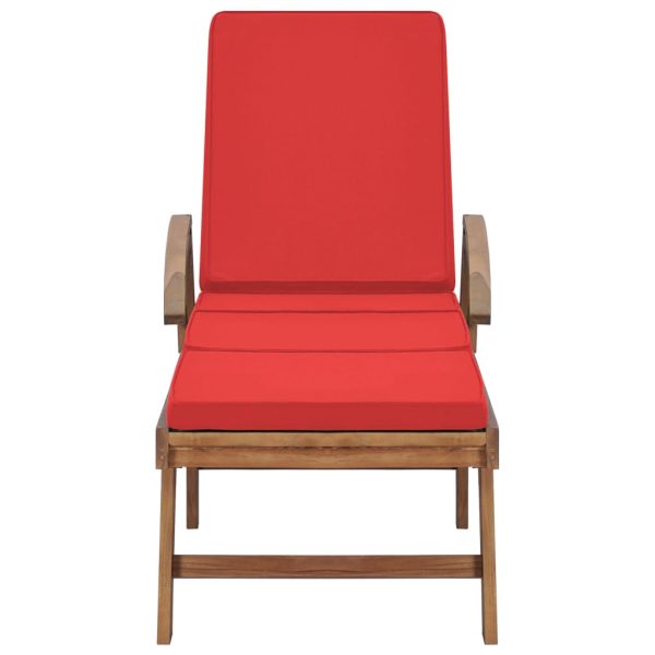 Espreguiçadeiras c/ almofadões 2 pcs teca maciça vermelho - Image 3