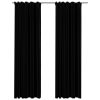 Cortinas opacas aspeto linho com ganchos 2 pcs 140x225 cm preto - Image 2