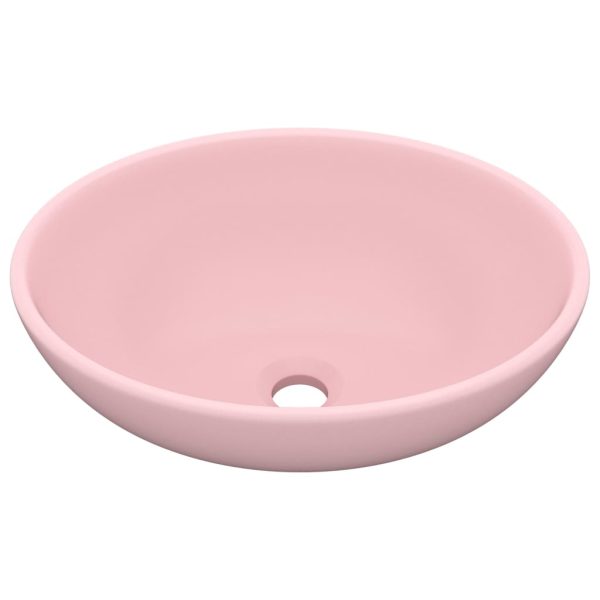 Lavatório luxuoso formato oval 40x33 cm cerâmica rosa mate - Image 2