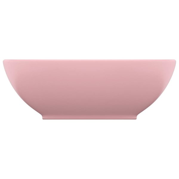 Lavatório luxuoso formato oval 40x33 cm cerâmica rosa mate - Image 3