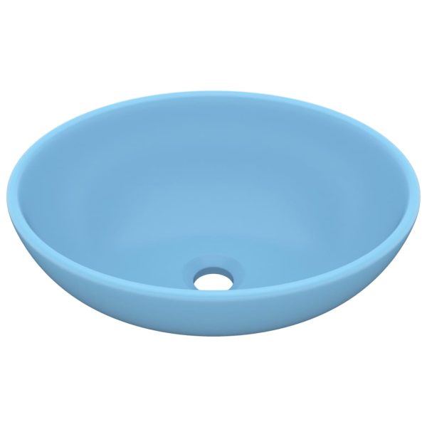 Lavatório luxuoso formato oval 40x33cm cerâmica azul-claro mate - Image 2