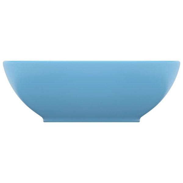 Lavatório luxuoso formato oval 40x33cm cerâmica azul-claro mate - Image 3
