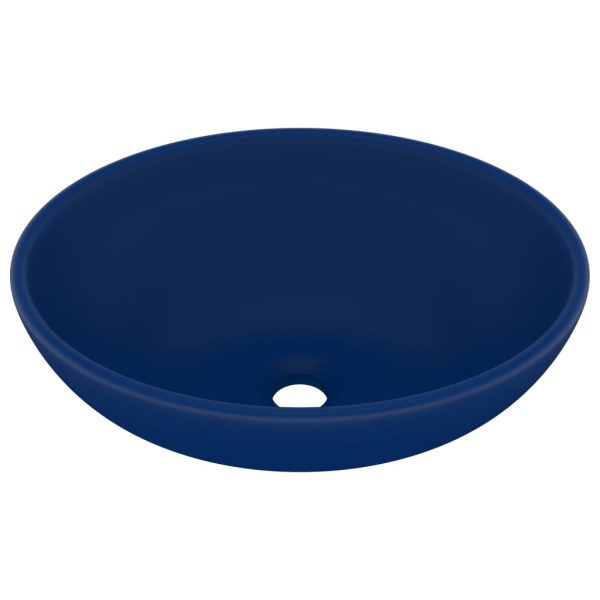 Lavatório luxuoso oval 40x33cm cerâmica azul-escuro mate - Image 2