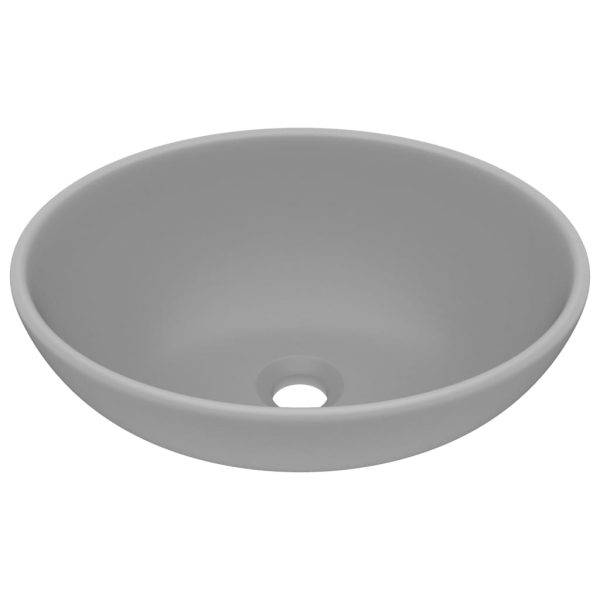Lavatório luxuoso oval 40x33cm cerâmica cinzento-claro mate - Image 2