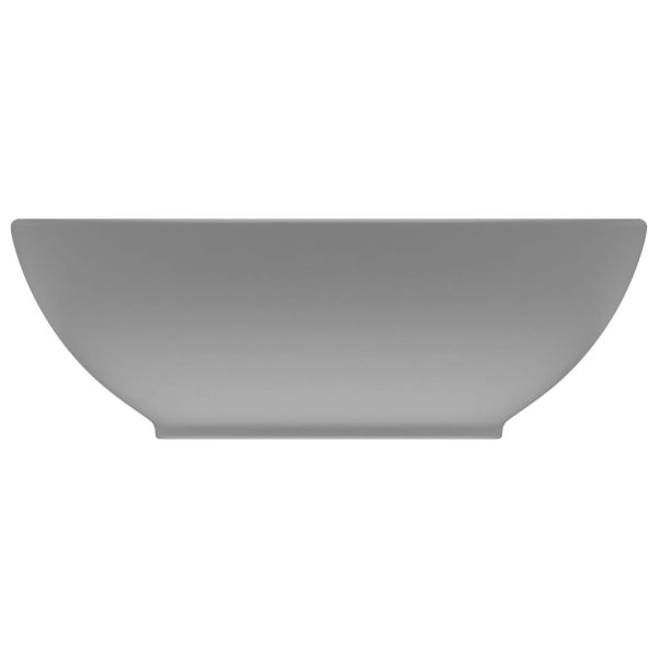 Lavatório luxuoso oval 40x33cm cerâmica cinzento-claro mate - Image 3