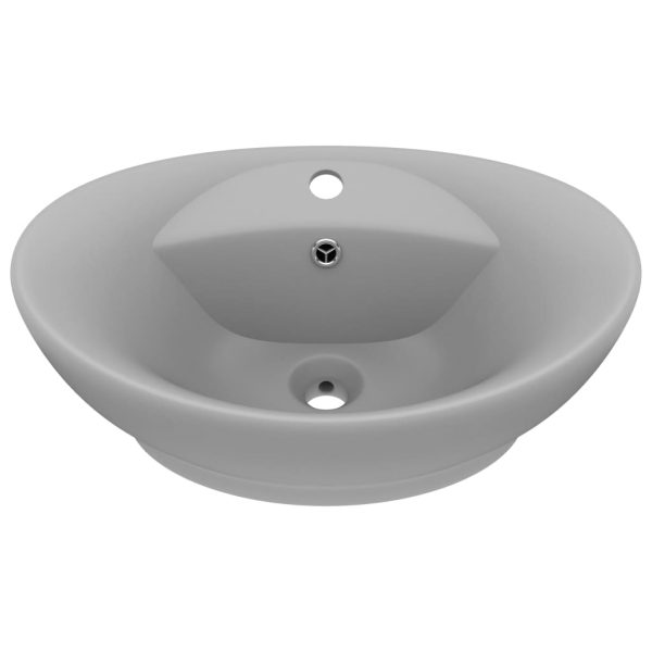 Lavatório luxuoso oval 58,5x39 cm cerâmica cinza-claro mate - Image 2