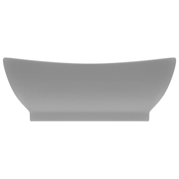 Lavatório luxuoso oval 58,5x39 cm cerâmica cinza-claro mate - Image 3