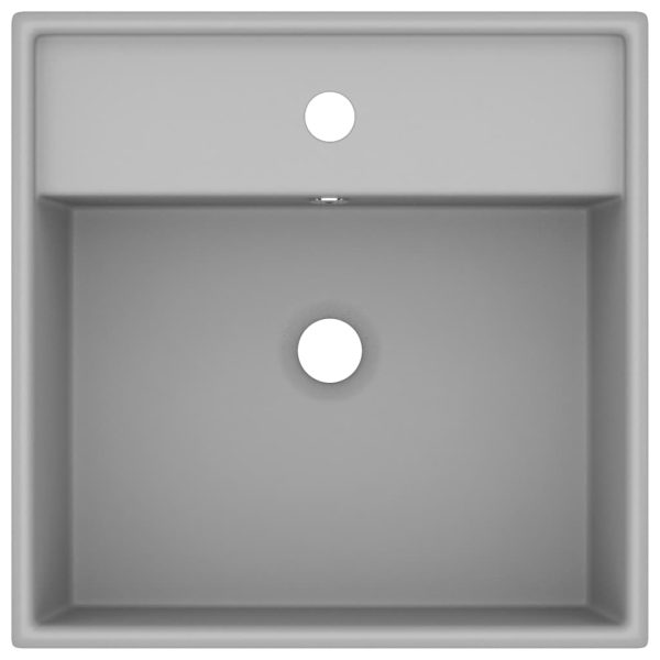Lavatório luxuoso quadrado 41x41 cm cerâmica cinza-claro mate - Image 3
