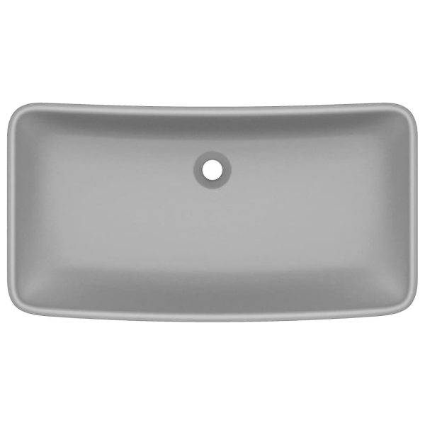 Lavatório luxuoso retangular 71x38 cm cerâmica cinza-claro mate - Image 3