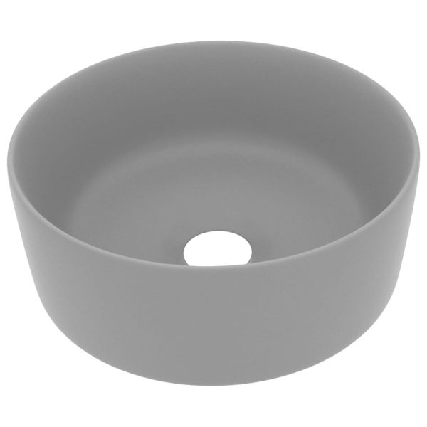 Lavatório luxuoso redondo 40x15 cm cerâmica cinzento-claro mate - Image 2