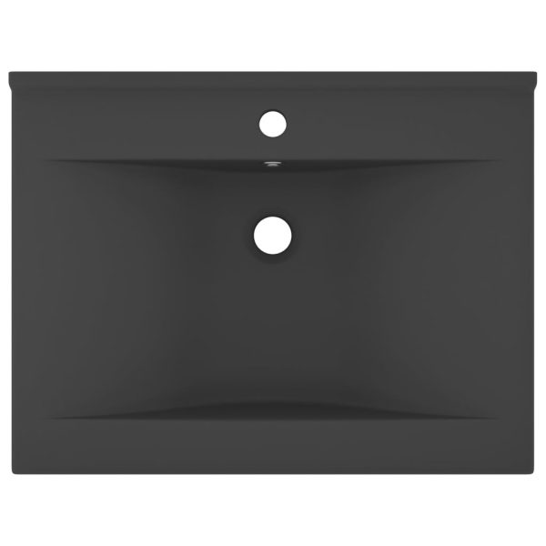 Lavatório orifício torneira 60x46 cm cerâmica cinza-escuro mate - Image 3