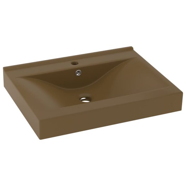 Lavatório c/ orifício de torneira 60x46 cm cerâmica creme mate - Image 2