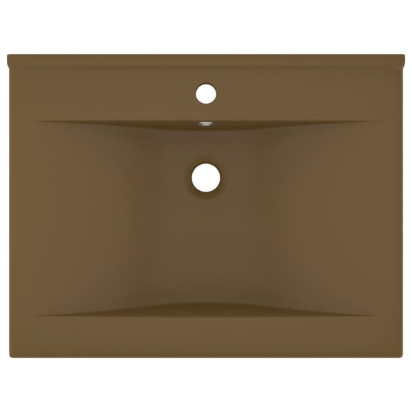 Lavatório c/ orifício de torneira 60x46 cm cerâmica creme mate - Image 3