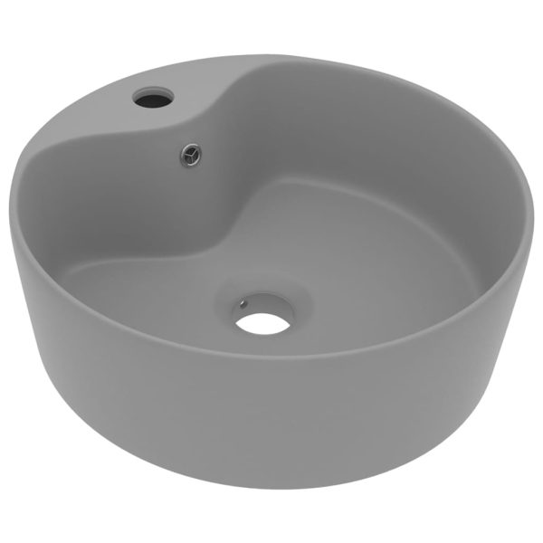Lavatório com extravasamento 36x13 cm cerâmica cinza-claro mate - Image 2
