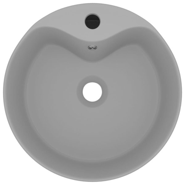 Lavatório com extravasamento 36x13 cm cerâmica cinza-claro mate - Image 3