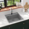 Lava-louça cozinha c/ orifício extravasamento granito cinzento