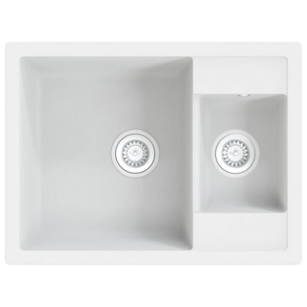 Lava-louça cozinha orifício extravas. cuba dupla granito branco - Image 2