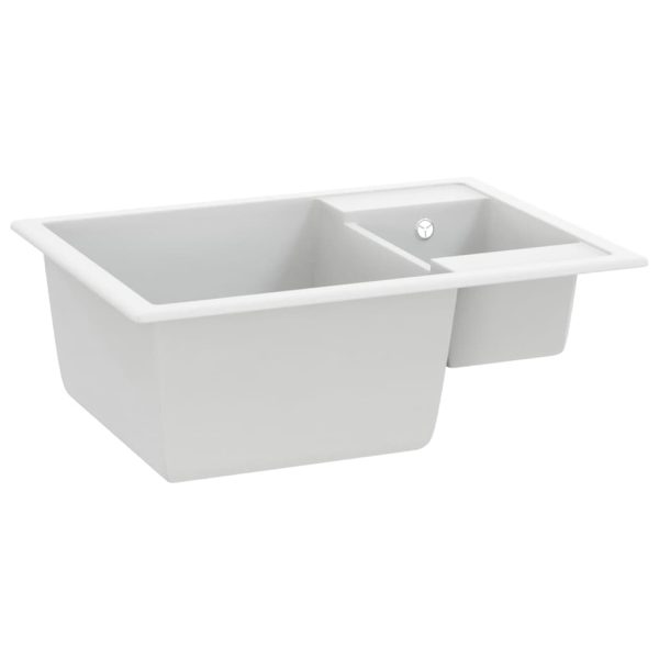 Lava-louça cozinha orifício extravas. cuba dupla granito branco - Image 3