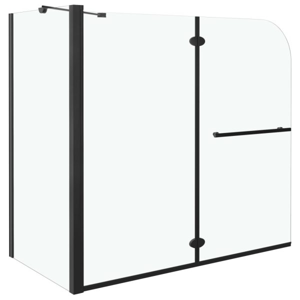 Divisória de chuveiro c/ dobragem dupla ESG 120x68x130 cm preto - Image 2