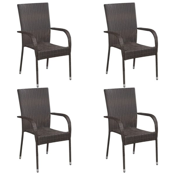 Cadeiras de exterior empilháveis 4 pcs vime PE castanho