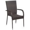 Cadeiras de exterior empilháveis 4 pcs vime PE castanho - Image 2