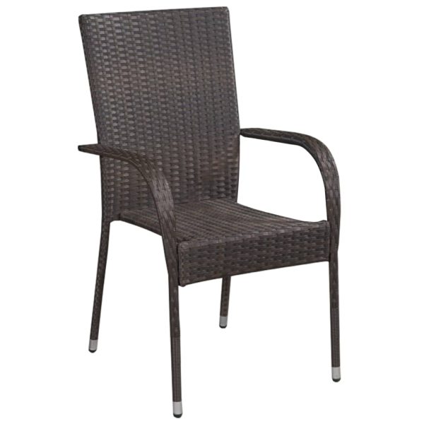 Cadeiras de exterior empilháveis 4 pcs vime PE castanho - Image 2