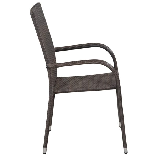 Cadeiras de exterior empilháveis 4 pcs vime PE castanho - Image 3