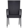 Cadeiras de exterior empilháveis 4 pcs vime PE preto - Image 3