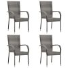 Cadeiras de exterior empilháveis 4 pcs vime PE cinzento