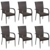Cadeiras de exterior empilháveis 6 pcs vime PE castanho