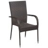 Cadeiras de exterior empilháveis 6 pcs vime PE castanho - Image 2