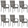 Cadeiras de exterior empilháveis 6 pcs vime PE cinzento