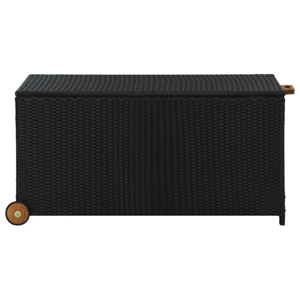 Caixa de arrumação para jardim 120x65x61 cm vime PE preto - Image 2