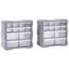 Caixas organizadoras com 12 gavetas 2 pcs 26,5x16x26 cm