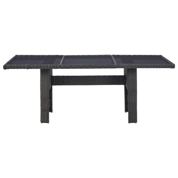 Mesa de jantar jardim 200x100x74 cm vidro e vime PE preto - Image 2