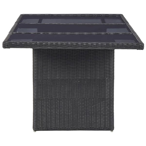 Mesa de jantar jardim 200x100x74 cm vidro e vime PE preto - Image 3