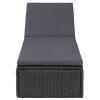 Espreguiçadeira em vime PE preto e cinzento-escuro - Image 2