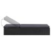 Espreguiçadeira em vime PE preto e cinzento-escuro - Image 3