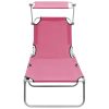 Espreguiçadeira dobrável com toldo aço rosa magento - Image 3