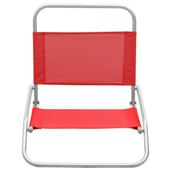 Cadeiras de praia dobráveis 2 pcs tecido vermelho - Image 3