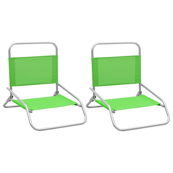 Cadeiras de praia dobráveis 2 pcs tecido verde