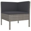3 pcs conjunto lounge de jardim c/ almofadões vime PE cinzento - Image 3
