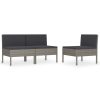 Cadeiras de jardim com almofadões 3 pcs vime PE cinzento - Image 2