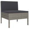 Cadeiras de jardim com almofadões 3 pcs vime PE cinzento - Image 3