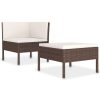 2 pcs conjunto lounge jardim c/ almofadões vime PE castanho - Image 2
