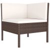 2 pcs conjunto lounge jardim c/ almofadões vime PE castanho - Image 3
