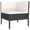 2 pcs conjunto lounge de jardim c/ almofadões vime PE preto - Image 3